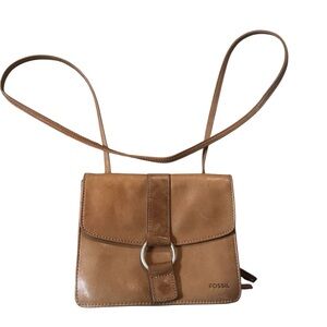 💎Vintage Fossil Archive Brown Leather Shoulder Bag Classic Minimalist Purse